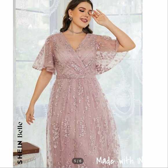 Belle Floral Embroidered Flutter Sleeved Dress - Picture 4 of 4